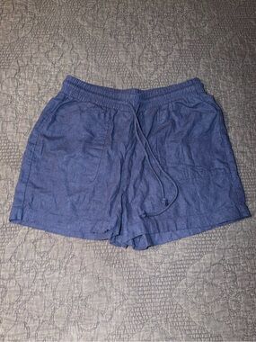Rae Mode Linen-Blend Pull-On Short-Blue Women’s Size-M